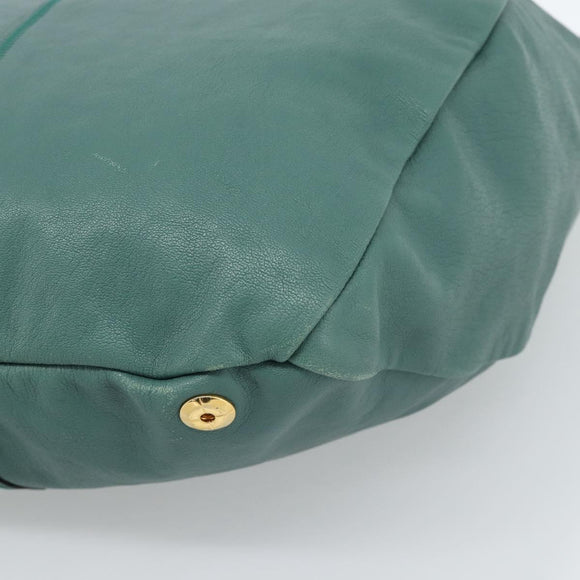 Chloe Hand Bag Leather Green Gold Auth hk3784