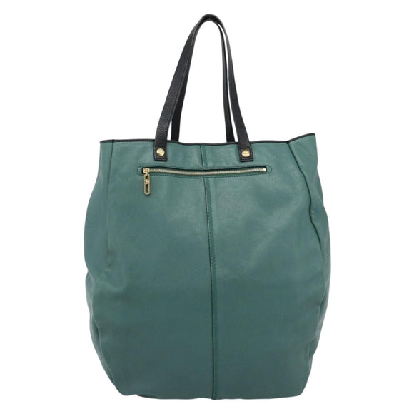 Chloe Hand Bag Leather Green Gold Auth hk3784