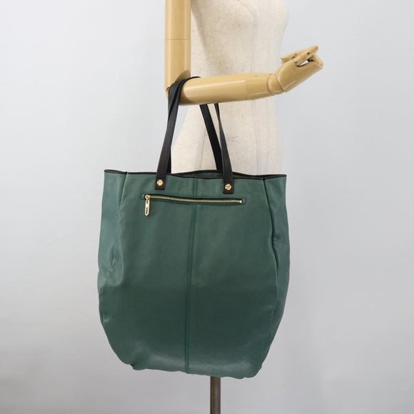 Chloe Hand Bag Leather Green Gold Auth hk3784
