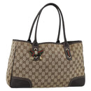 GUCCI GG Canvas Web Sherry Line Tote Bag Beige Gold 163805 Auth hk3785-1