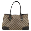 GUCCI GG Canvas Web Sherry Line Tote Bag Beige Gold 163805 Auth hk3785-13