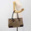 GUCCI GG Canvas Web Sherry Line Tote Bag Beige Gold 163805 Auth hk3785-21