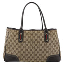 GUCCI GG Canvas Web Sherry Line Tote Bag Beige Gold 163805 Auth hk3785-2