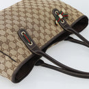 GUCCI GG Canvas Web Sherry Line Tote Bag Beige Gold 163805 Auth hk3785-6