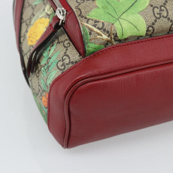 GUCCI GG Supreme Web Sherry Line Tian Backpack PVC Beige 427042 Auth hk3788