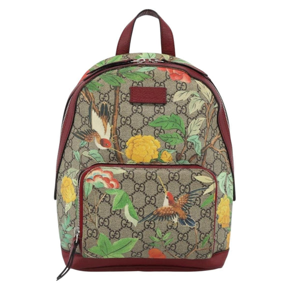 GUCCI GG Supreme Web Sherry Line Tian Rugzak PVC Beige 427042 Auth hk3788