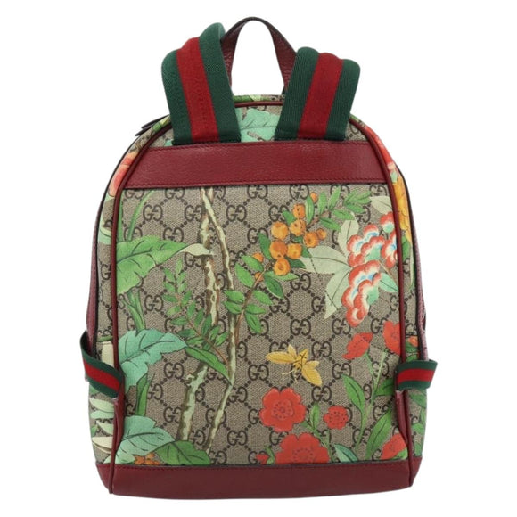 GUCCI GG Supreme Web Sherry Line Tian Backpack PVC Beige 427042 Auth hk3788