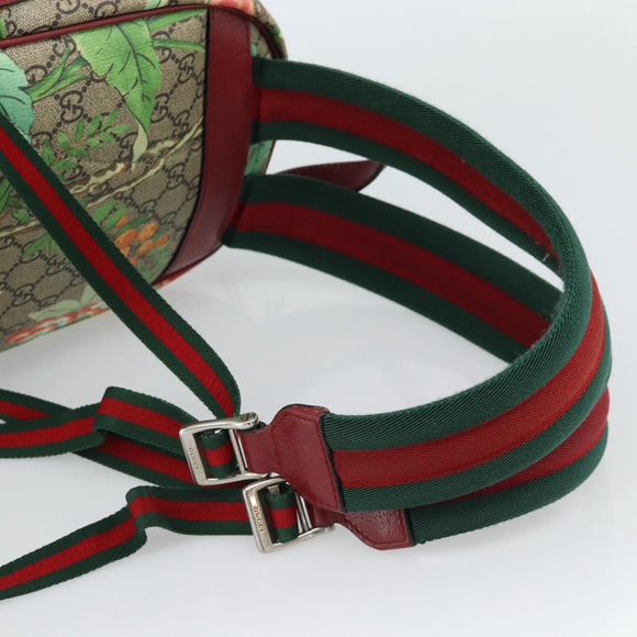GUCCI GG Supreme Web Sherry Line Tian Rugzak PVC Beige 427042 Auth hk3788