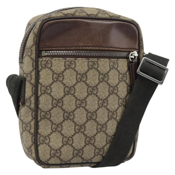 GUCCI GG Supreme Schoudertas PVC Beige Zilver 101680 Auth hk3789