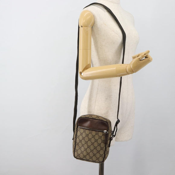 GUCCI GG Supreme Schoudertas PVC Beige Zilver 101680 Auth hk3789