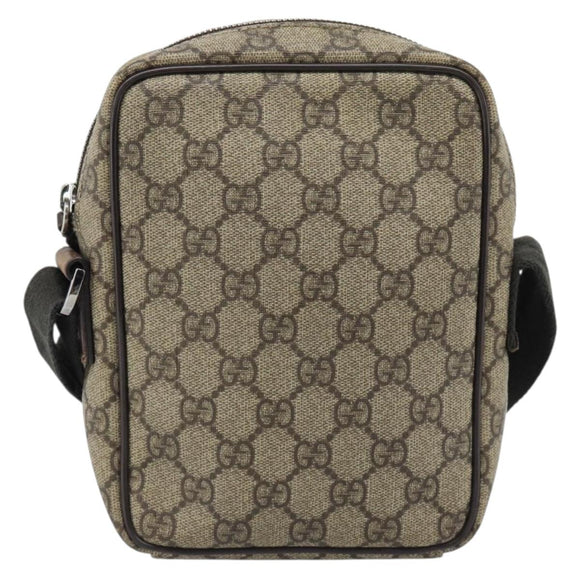 GUCCI GG Supreme Shoulder Bag PVC Beige Silver 101680 Auth hk3789