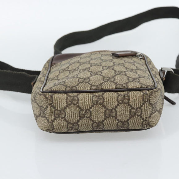 GUCCI GG Supreme Schoudertas PVC Beige Zilver 101680 Auth hk3789
