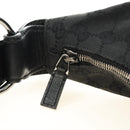 GUCCI GG Canvas Horsebit Shoulder Bag Black Silver 115867 Auth hk3790V-20