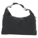 GUCCI GG Canvas Horsebit Shoulder Bag Black Silver 115867 Auth hk3790V-13