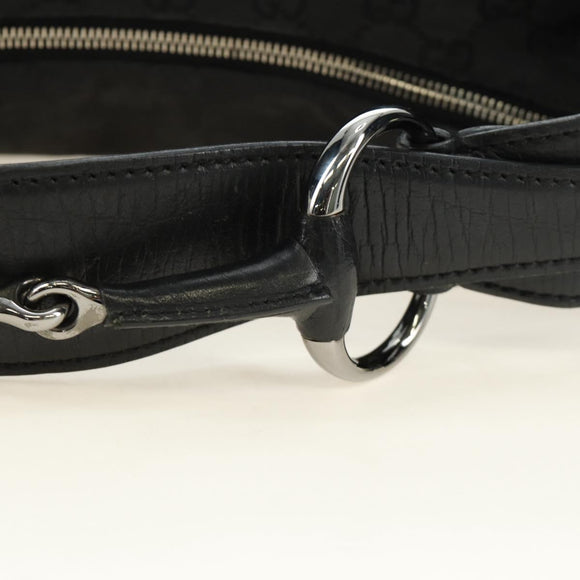 GUCCI GG Canvas Horsebit Shoulder Bag Black Silver 115867 Auth hk3790V