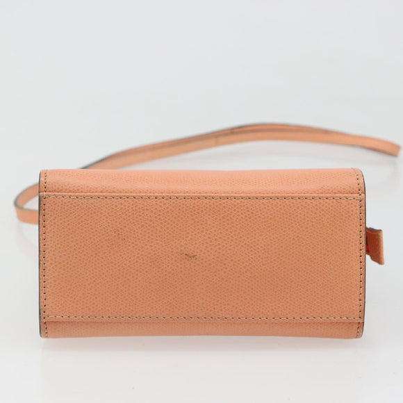CELINE Hand Bag Leather 2way Orange Gold Auth hk3792