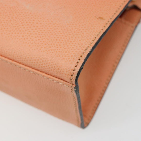 CELINE Hand Bag Leather 2way Orange Gold Auth hk3792
