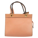 CELINE Hand Bag Leather 2way Orange Gold Auth hk3792-2