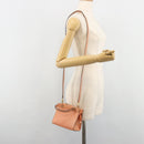 CELINE Hand Bag Leather 2way Orange Gold Auth hk3792-24