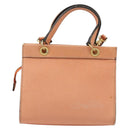 CELINE Hand Bag Leather 2way Orange Gold Auth hk3792-3