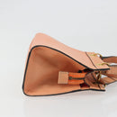 CELINE Hand Bag Leather 2way Orange Gold Auth hk3792-4