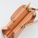 CELINE Hand Bag Leather 2way Orange Gold Auth hk3792-6