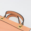 CELINE Hand Bag Leather 2way Orange Gold Auth hk3792-8