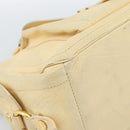 CELINE Hand Bag Leather Ivory Gold Auth hk3795-11