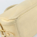 CELINE Hand Bag Leather Ivory Gold Auth hk3795-13