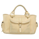 CELINE Hand Bag Leather Ivory Gold Auth hk3795-2