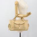 CELINE Hand Bag Leather Ivory Gold Auth hk3795-25