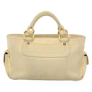 CELINE Hand Bag Leather Ivory Gold Auth hk3795-3