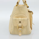 CELINE Hand Bag Leather Ivory Gold Auth hk3795-4