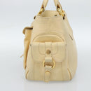 CELINE Hand Bag Leather Ivory Gold Auth hk3795-5
