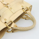 CELINE Hand Bag Leather Ivory Gold Auth hk3795-7
