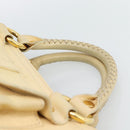 CELINE Hand Bag Leather Ivory Gold Auth hk3795-8