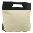 LOEWE Hand Bag Canvas Leather Beige Gold Auth hk3797-1