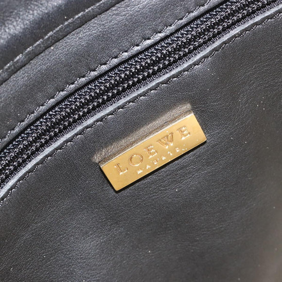 LOEWE Hand Bag Canvas Leather Beige Gold Auth hk3797