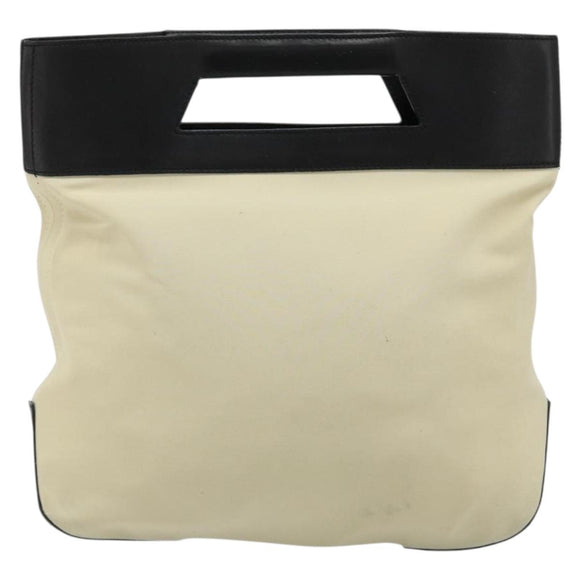 LOEWE Hand Bag Canvas Leather Beige Gold Auth hk3797