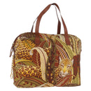 Salvatore Ferragamo Animal Pattern Hand Bag Canvas Multicolor Gold Auth hk3798-1