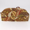Salvatore Ferragamo Animal Pattern Hand Bag Canvas Multicolor Gold Auth hk3798-6