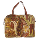 Salvatore Ferragamo Animal Pattern Hand Bag Canvas Multicolor Gold Auth hk3798-13