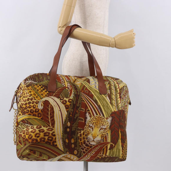 Salvatore Ferragamo Animal Pattern Hand Bag Canvas Multicolor Gold Auth hk3798
