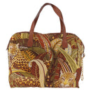 Salvatore Ferragamo Animal Pattern Hand Bag Canvas Multicolor Gold Auth hk3798-3
