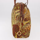 Salvatore Ferragamo Animal Pattern Hand Bag Canvas Multicolor Gold Auth hk3798-5