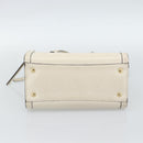 Salvatore Ferragamo Hand Bag Leather White Gold Auth hk3799-5
