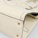 Salvatore Ferragamo Hand Bag Leather White Gold Auth hk3799-10