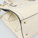 Salvatore Ferragamo Hand Bag Leather White Gold Auth hk3799-14
