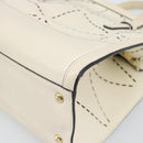 Salvatore Ferragamo Hand Bag Leather White Gold Auth hk3799-15