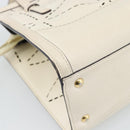 Salvatore Ferragamo Hand Bag Leather White Gold Auth hk3799-16